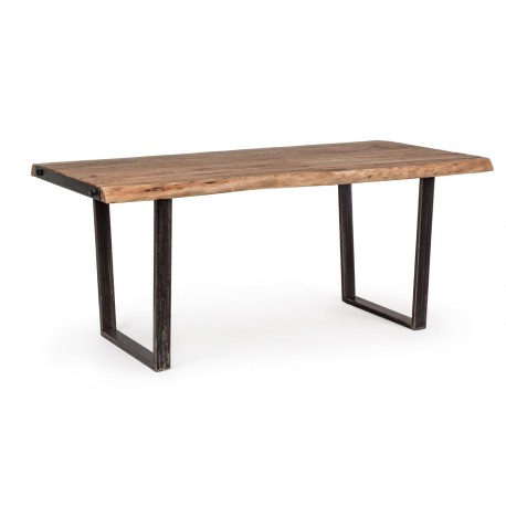 Tavolo da pranzo in legno di acacia e acciaio Elmer by Bizzotto. Dimensioni 220x100