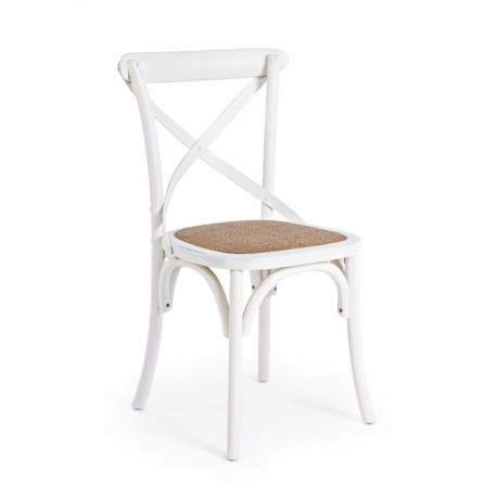 Sedia Crosso Bizzotto in legno d'olmo e rattan naturale