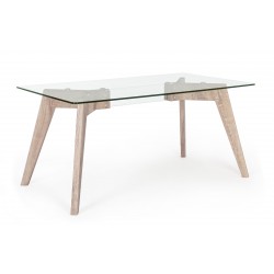 TAVOLO ARYAN  KENYA  RETTANGOLARE FISSO 160X90 VETRO GAMBE MDF BY BIZZOTTO