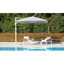 OMBRELLONE CALIFORNIA RETTANGOLARE O QUADRATO FUSTO BIANCO SPUNKRYLIC TELO GRIGIO CHIARO DIM. 3X3 - 3X4