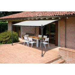 PERGOLA A PARETE KANSAS STRUTTURA ANTRACITE TESSUTO SABBIA MT. 3X2,5 - 3X4