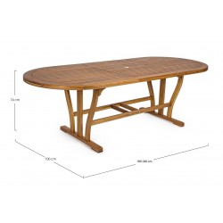 Tavolo da giardino ovale allug.le legno d'acacia mod Noemi 180/240 x100 by Bizzotto
