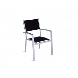 Sedia da esterno Amalfi in alluminio, textilene imbottito, impilabile design By Greenwood