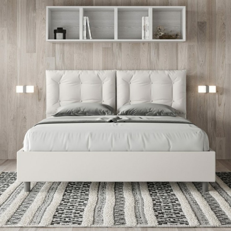 Vieffehome ABBRACCIO GRAPHIC Letto matrimoniale con, senza contenitore in  legno con cuscini testiera in ecopelle, tessuto, pelle