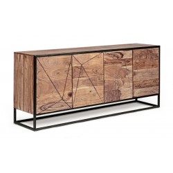 Credenza Egon  4 Ante. Legno di Acacia e Acciaio By Bizzotto.