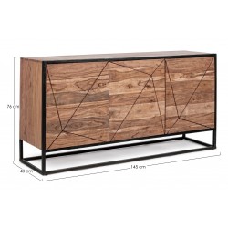 Credenza Egon  3 Ante. Legno di Acacia e Acciaio By Bizzotto