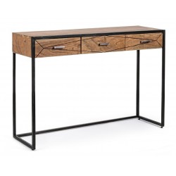 Consolle Egon  3 Cassetti. Legno di Acacia e Acciaio By Bizzotto