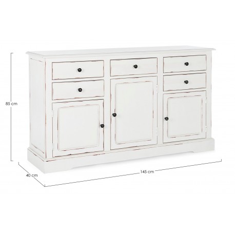 CREDENZA  JEFFERSON 3 ANTE - 5 CASSETTI BIANCO BY BIZZOTTO