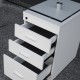 Scrivania con cassettiera B-Desk. Struttura in vetro