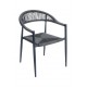 Sedia Lugano con braccioli e cuscino, in ferro color grigio antracite vernice antiruggine Di Greenwood