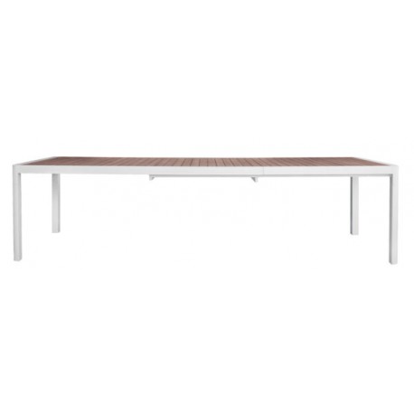 Tavolo da esterno Cortina di Greenwood, resinwood e alluminio satinato. Allungabile 165/265x100