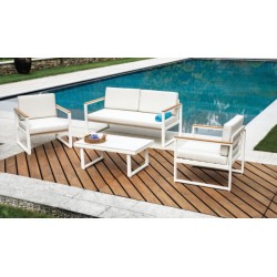 SET SALOTTO CERVETERI IN ALLUMINIO BIANCO O ANTRACITE 2 POLTRONE 1 DIVANO 2 POSTI 1 TAVOLINO