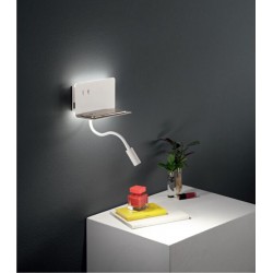 Stan Applique in metallo con retroilluminazione LED e spot LED orientabile. Caricatore USB.