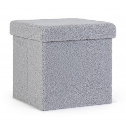 POUF CONTENITORE PIEGHEVOLE  JORIS QU BOUCLE BEIGE O GRIGIO DIM. 38X38X38H - 76X38X38H