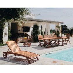 TAVOLO DA  GIARDINO OVALE ALLUNG. LEGNO NATURALE. MODELLO NOEMI