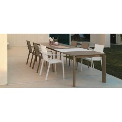 POLTRONA PRANZO MILO DINING IN ALLUMINIO IMPILABILE SEDUTA IN TEXTILENTE DIM. 58X59X89/65H