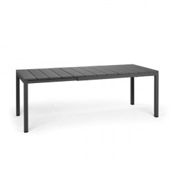 TAVOLO EXTENSIBLE DA ESTERNO ED INTERNO RIO 140/210X85X76H ALLUMINIO VERNICIATO PIANO CON DOGHE IN POLIPROPILENE BY NARDI