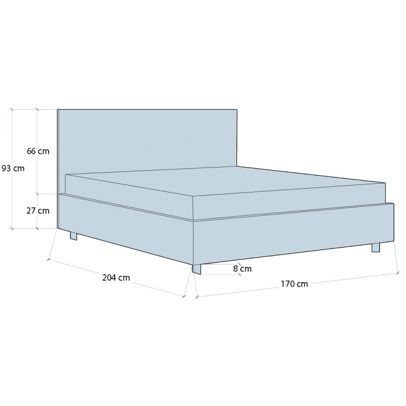 Letto con contenitore matrimoniale Annalisa. Imbotitto in ecopelle. Bianco,  fango e tortora