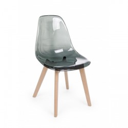 Sedia moderna Easy in policarbonato gambe in legno di faggio